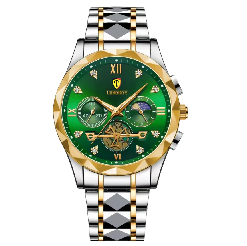 Luxury Quartz Watch for Men Waterproof Sports Leather Chronograph Luminous Design with Box