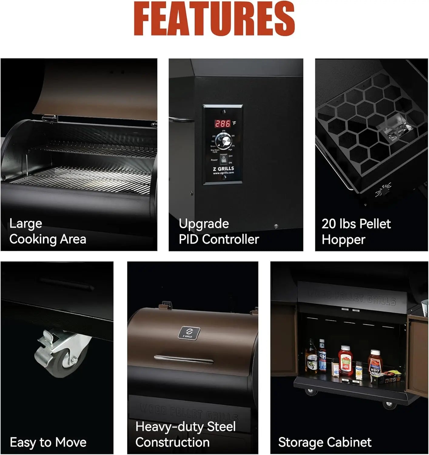 XMSJ Wood Pellet Grill Smoker With PID Control Rain Cover 700 Sq In Cooking Area