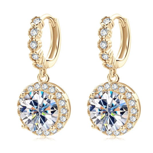 1 2 3 Carat Moissanite Diamond Drop Earrings 925 Sterling Silver Women