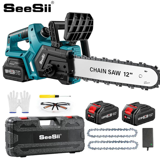 Seesii 12 Inch Brushless Electric Chainsaw Cordless Chain Saw For Makita Battery Garden Pruning Power Tool