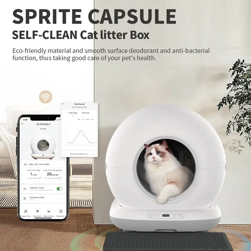 Automatic Self Cleaning Cat Litter Box 72L With App Control For Big Cats