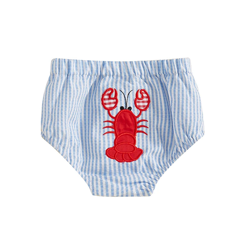 Infant Baby Boys Summer Elastic Waist Lobster Embroidery Shorts Diaper Covers