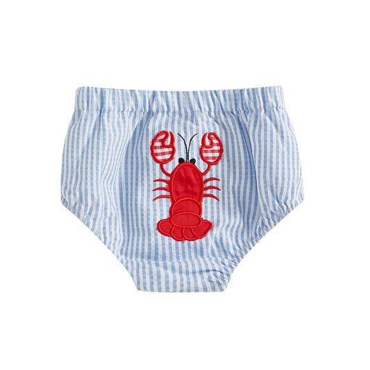 Infant Baby Boys Summer Elastic Waist Lobster Embroidery Shorts Diaper Covers