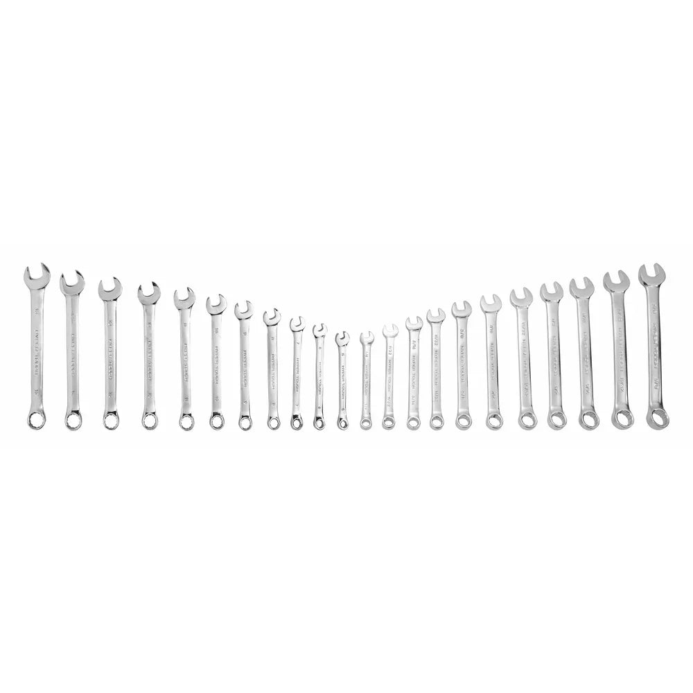 22 Piece Metric SAE Combination Wrench Set Chrome Finish