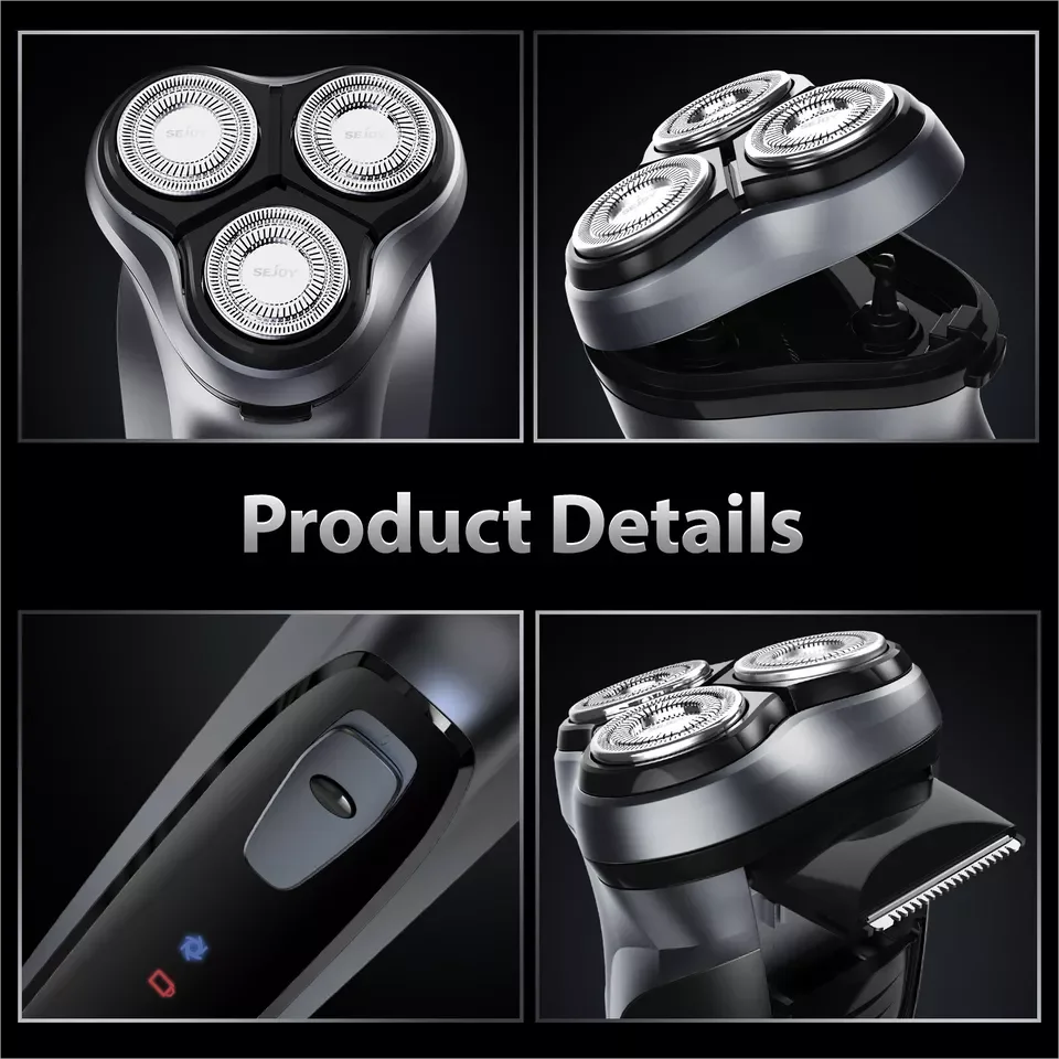 SEJOY Rechargeable Wet And Dry Electric Shaver Rotary Head Trimmer For Men