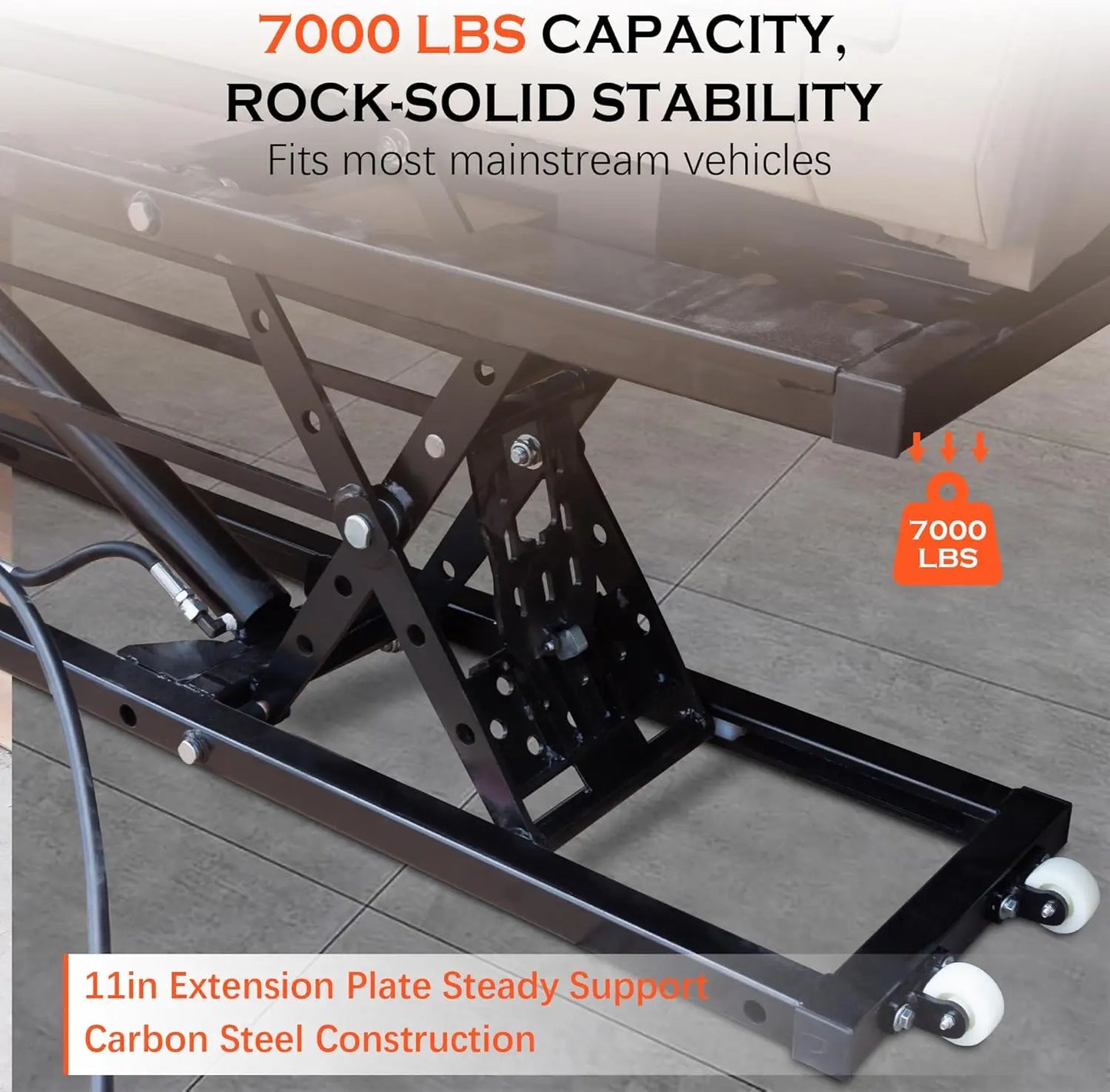 Heavy Duty Portable Car Lift 7000 LBS Capacity 28 Inch Lift Height Safety Locks