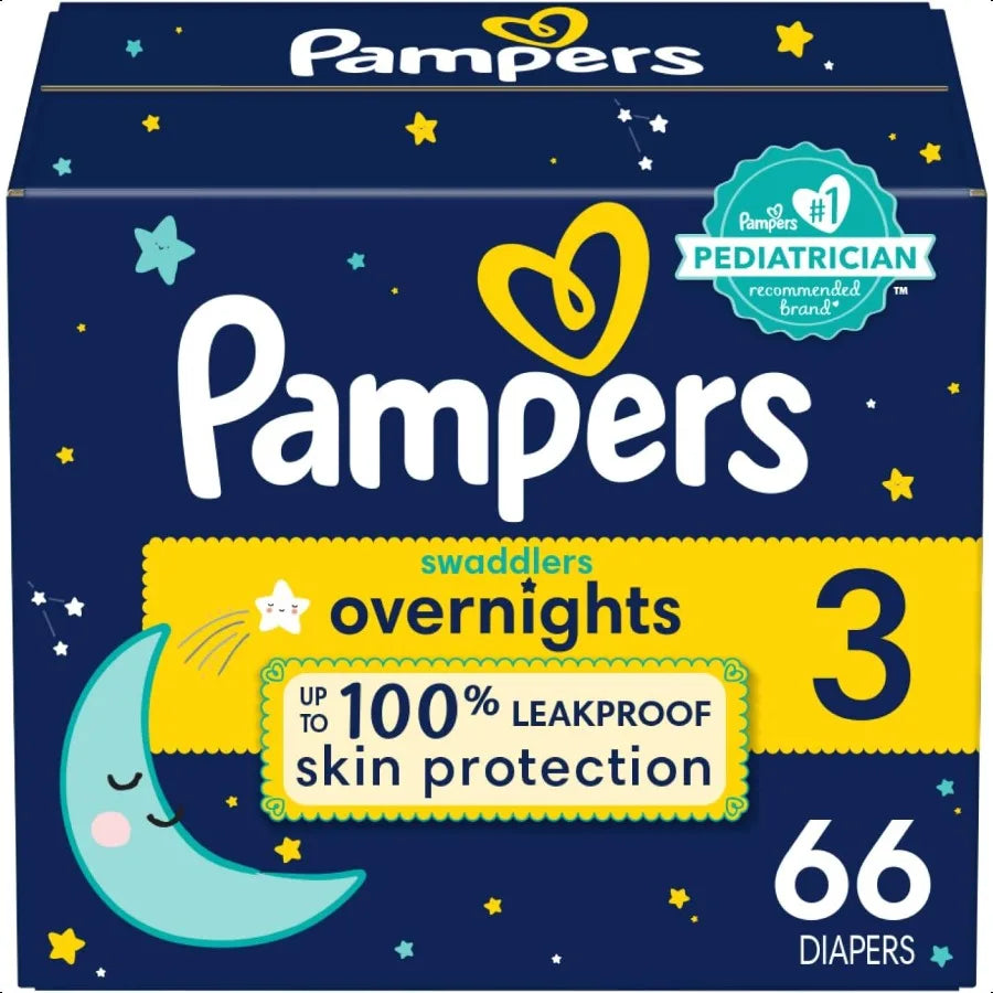 Pampers Overnight Diapers Swaddlers Overnights Size 3 66 Count Baby Diapers Night Time Leak Protection