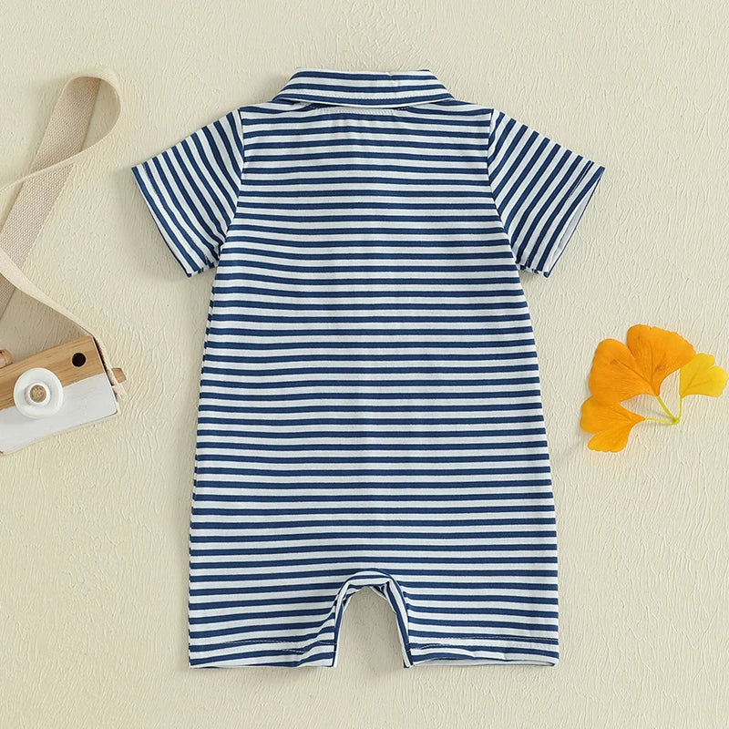 Infant Boys Cute Animal Applique Romper Short Sleeve