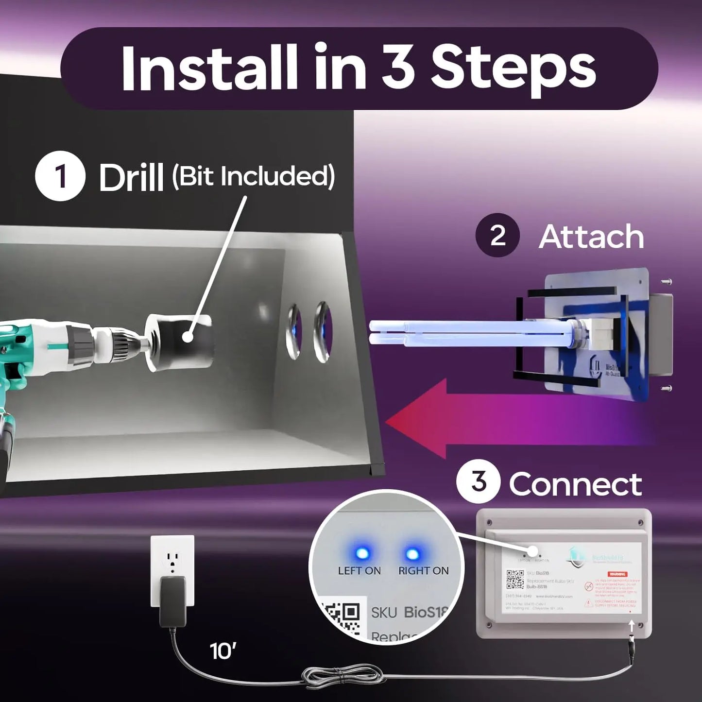 36W HVAC UV Light Air Purifier Bulb For AC Systems Dual UVC Lamp Duct Filter