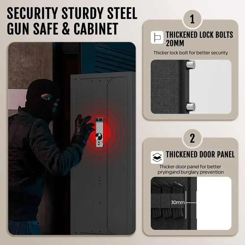 20-24 Capacity Firearms Safe, Large Biometric Rifle and Pistol Safe, Adjustable Shelving and Door Organizer, Heavy-Duty Alarm-Eq
