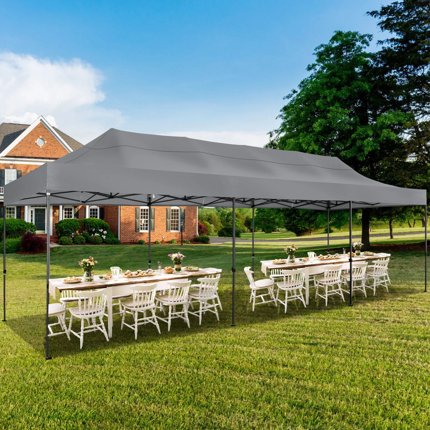 10x30 Heavy Duty Pop Up Canopy with 8 Sidewalls for Stable Wedding Outdoor Parties Canopy with UPF 50+ Protection