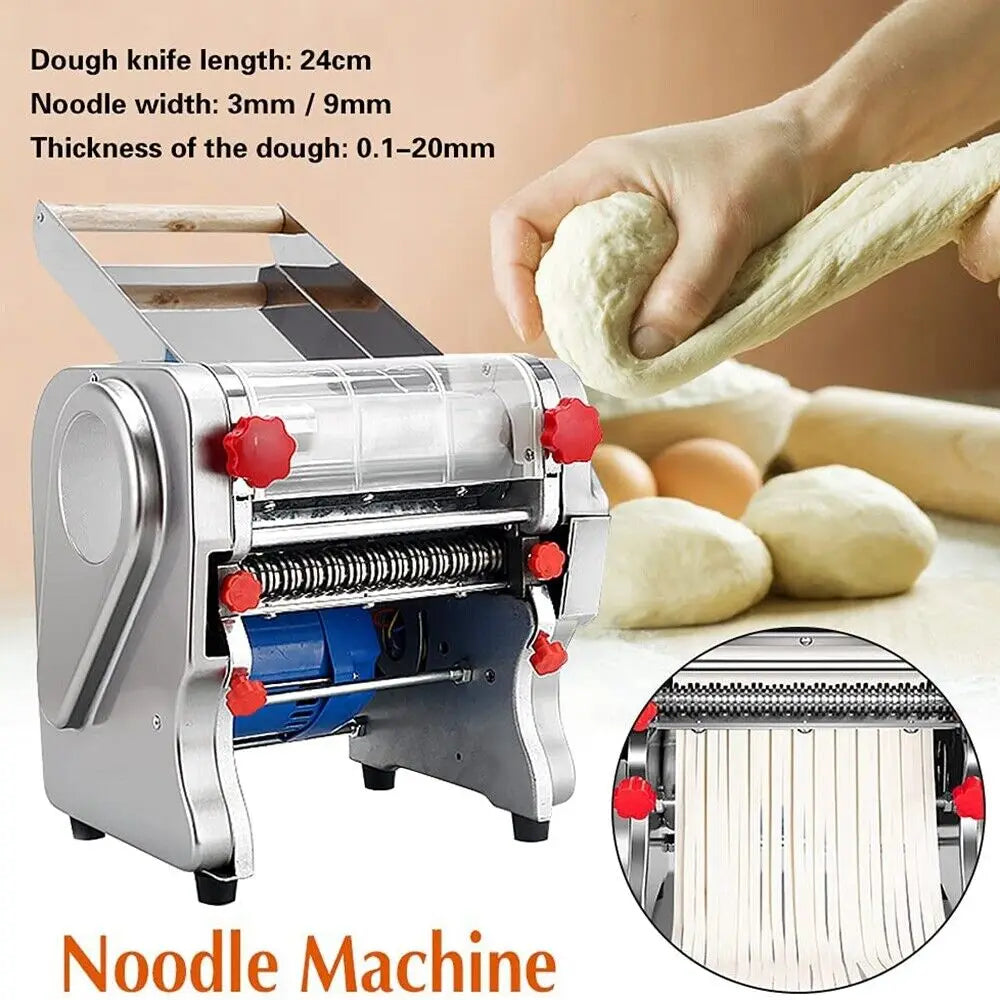 550W Electric Pasta Maker Noodle Machine Dumpling Skin Roller Stainless Steel
