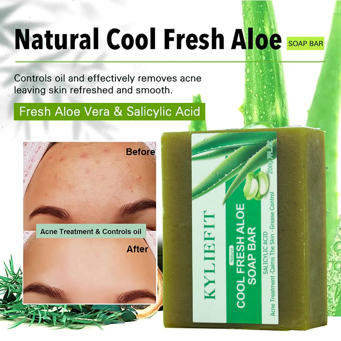 AILKE Aloe Vera Whitening Soap For Acne Clear Radiant All Skin Types Vegan