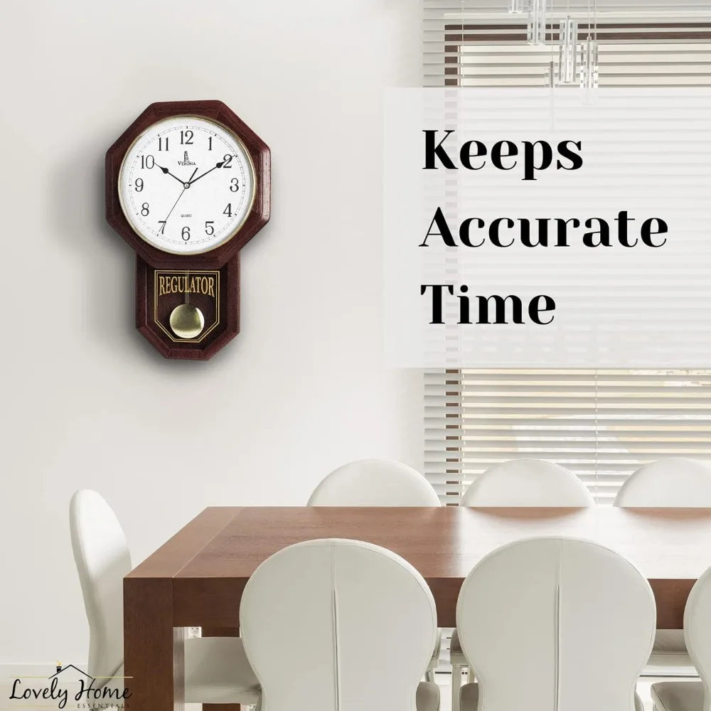 Schoolhouse Design Quiet Non Chiming Wooden Battery Operated Decorative Wall Clock for Living Room 18x11