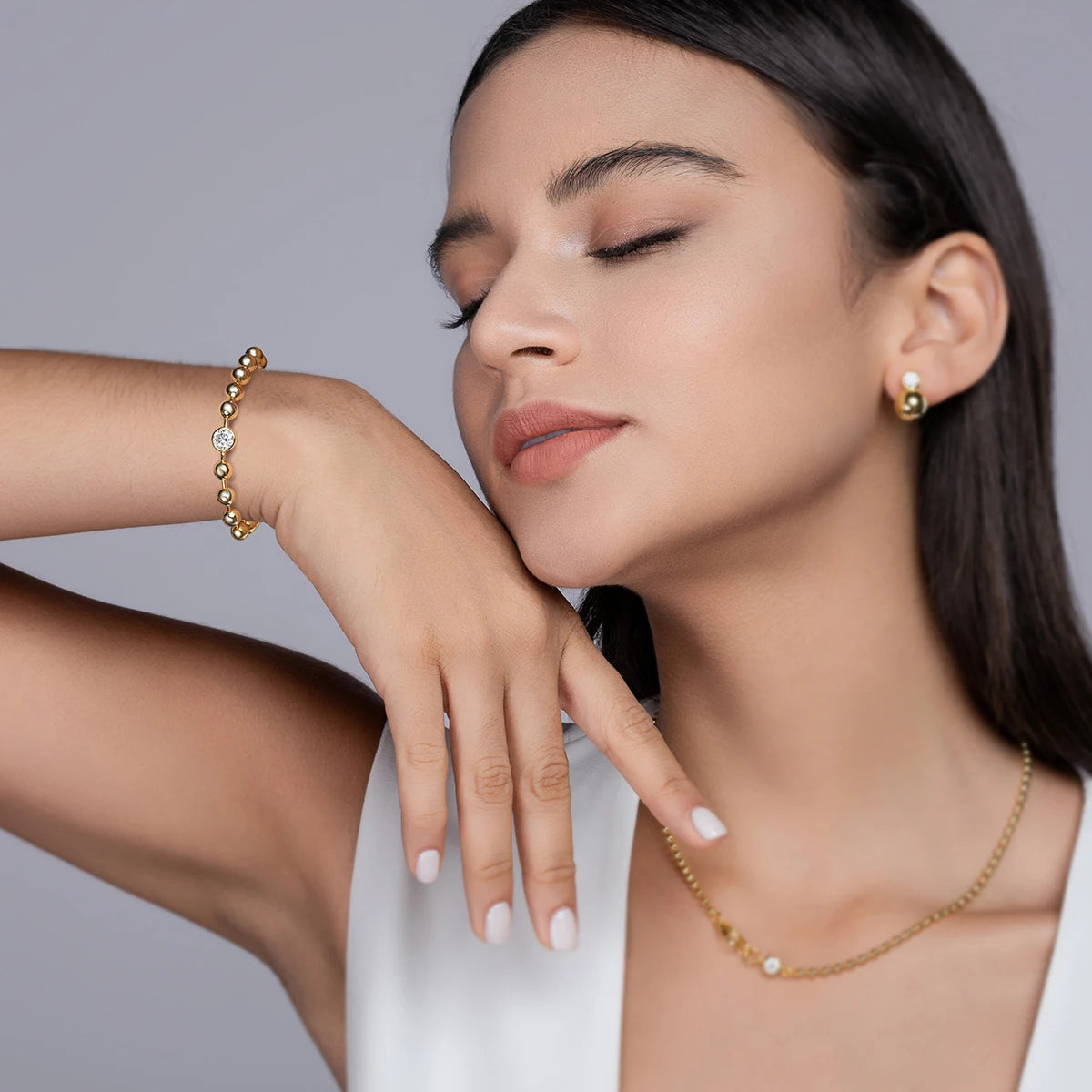 Jiuzuan 1Ct Moissanite Bracelet S925 Silver 18K Gold Plated Hypoallergenic Gift