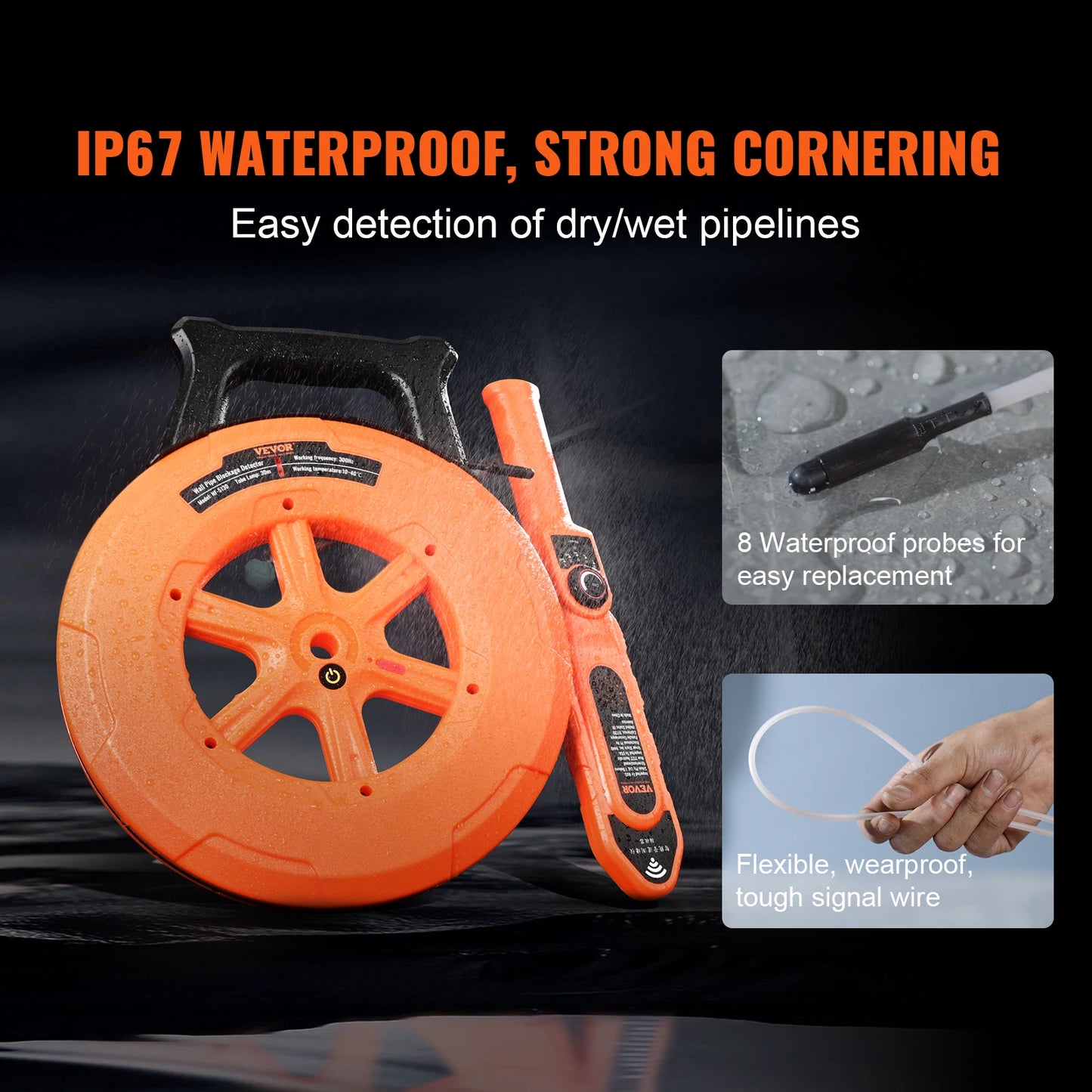 SucceBuy 30m Underground Pipe Locator Waterproof Sewer Wall Scanner For PVC