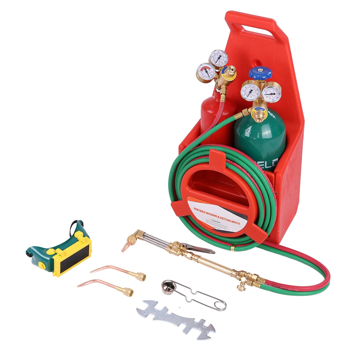 4L Oxygen Cylinder Empty Tube Brass Nozzle Torch Kit with Pressure Gauge Oxygen Acetylene Brass Nozzle Welding Torch Kit