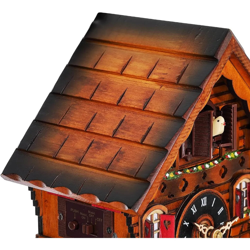 Traditional Black Forest Clock Antique Wooden Pendulum Quartz Wall Clock