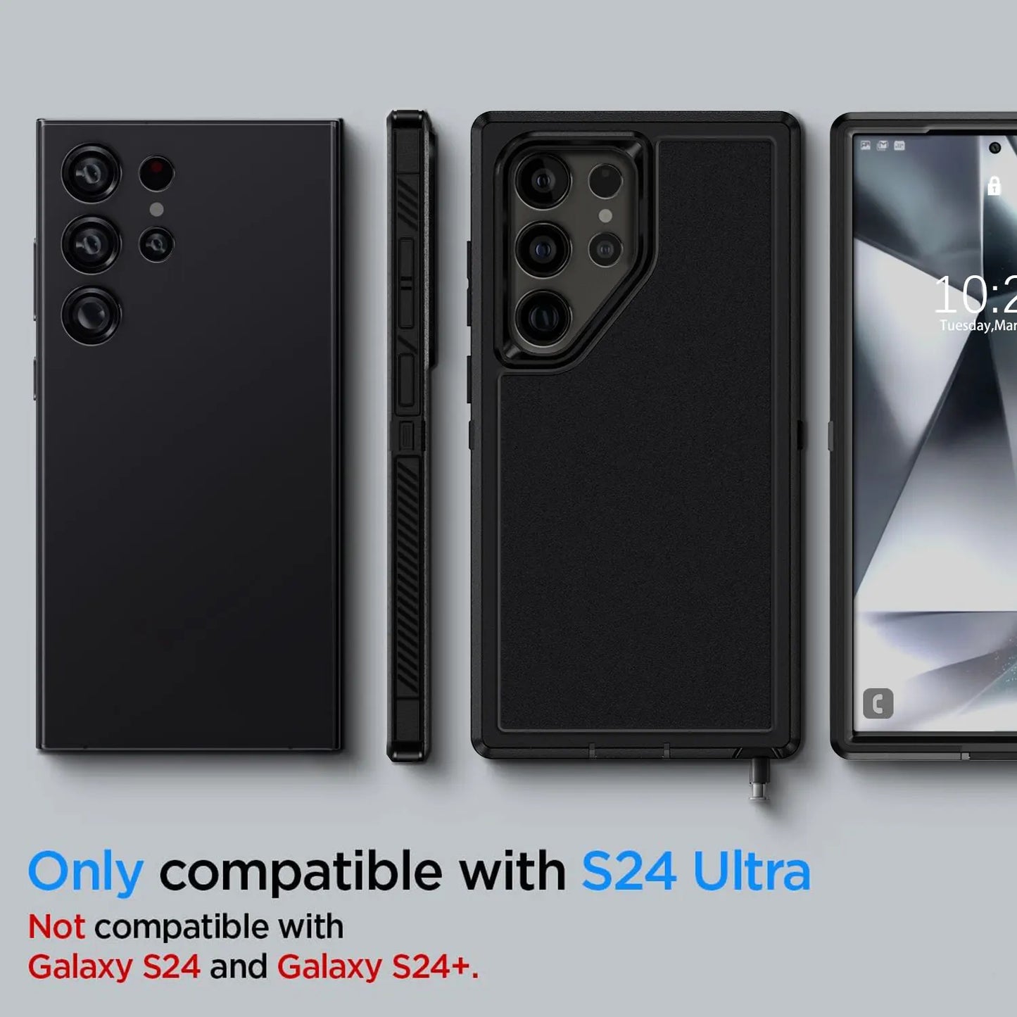 Samsung Galaxy S24 Ultra 5G Dual Layer Case Slim Rugged Shockproof Cover Black