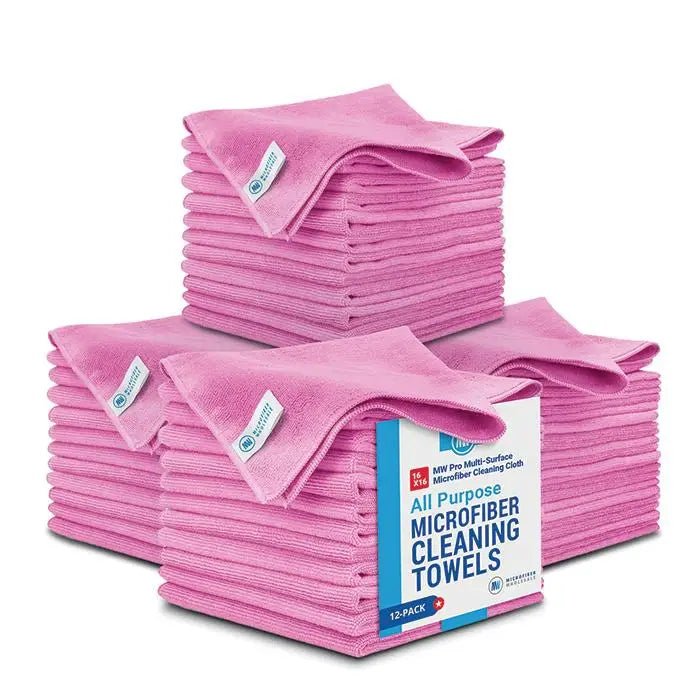 48 Pack 16 Inch by 16 Inch Microfiber Cleaning Towels Highly Absorbent Lint Free Multi Purpose Safe