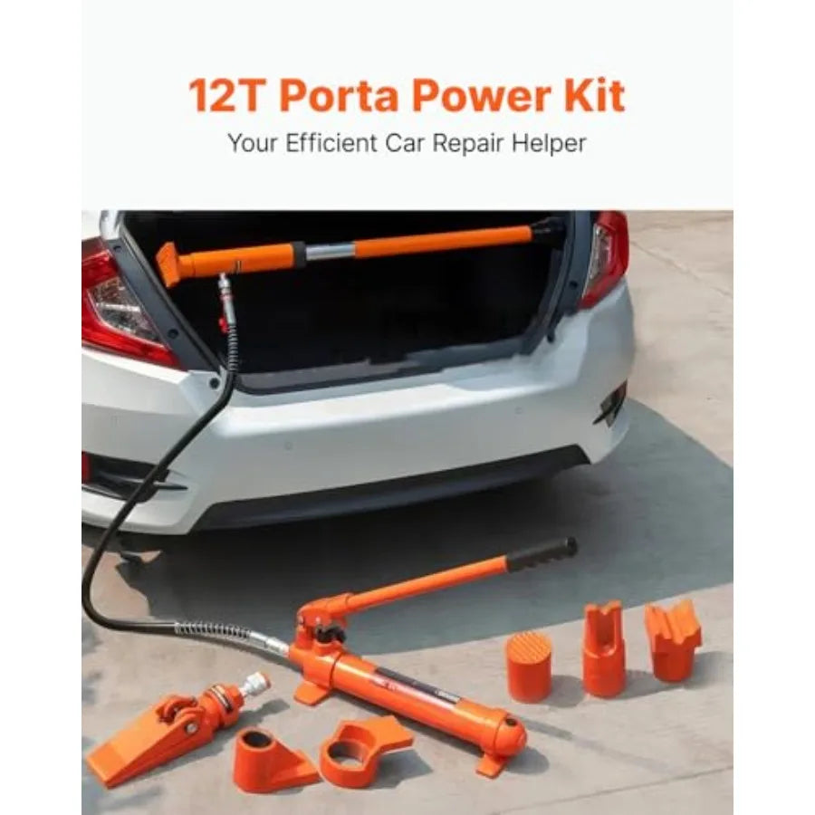 Porta Power 12 Ton Portable Hydraulic Jack Kit With 4.6 Foot Hose Long Handle