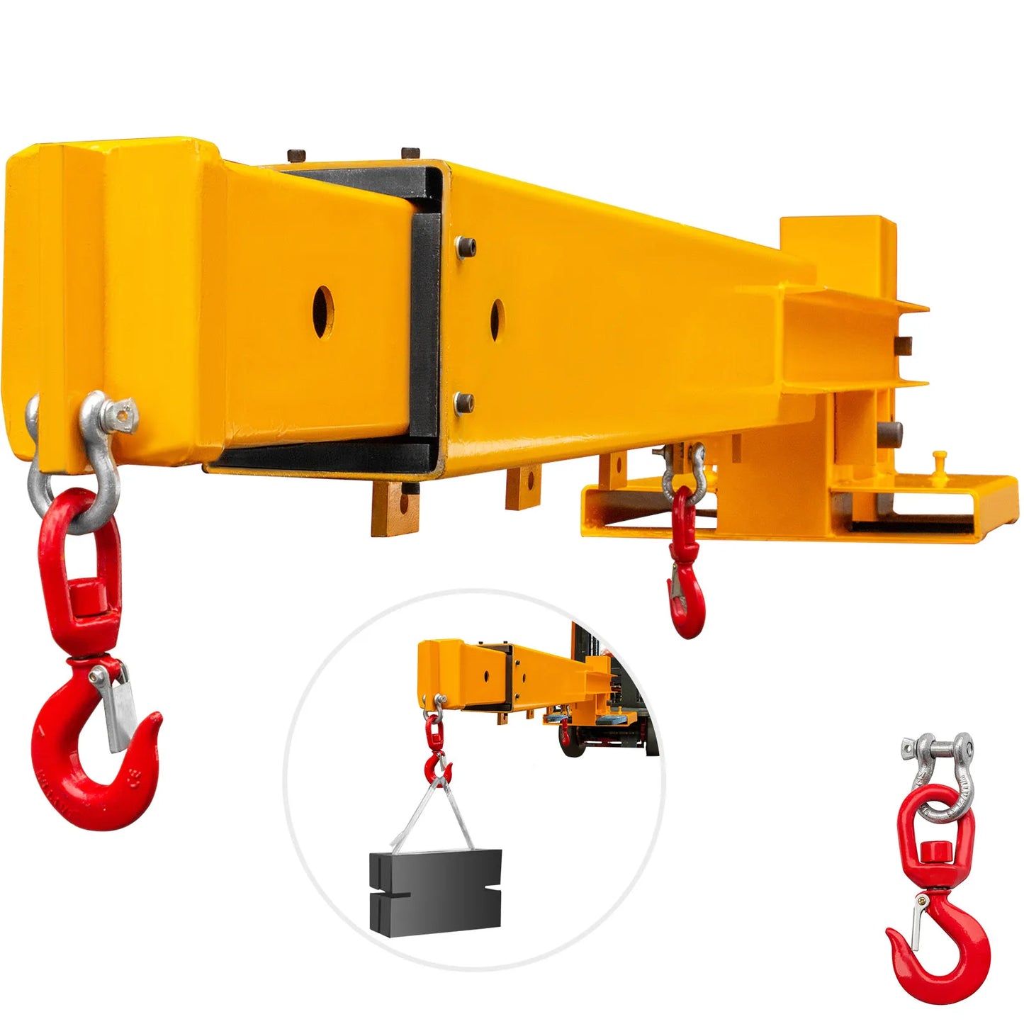 SucceBuy 6000 Lbs 3T Forklift Mobile Crane Lifting Hoist With Truss Jib Boom