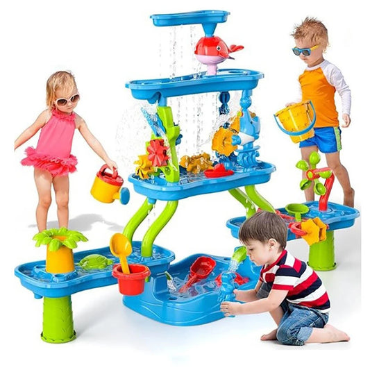 4 Tier Kids Sand Water Table Children's Beach Toys Summer Garden Interactive Play Set