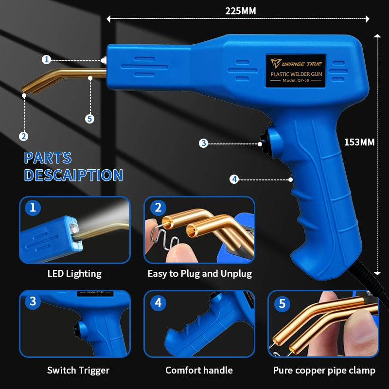 Bumper Repair Torch Kit Plastic Welder Heat Stapler Soldering Iron EU 220V - Complete Bumper Repair Tool Set for Car Body Work