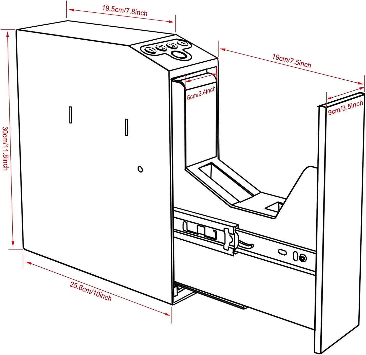 Biometric Slider Handgun Safe for Nightstand Desk Bedside or Truck Auto Sliding Door Pistol Safe with Fingerprint Access