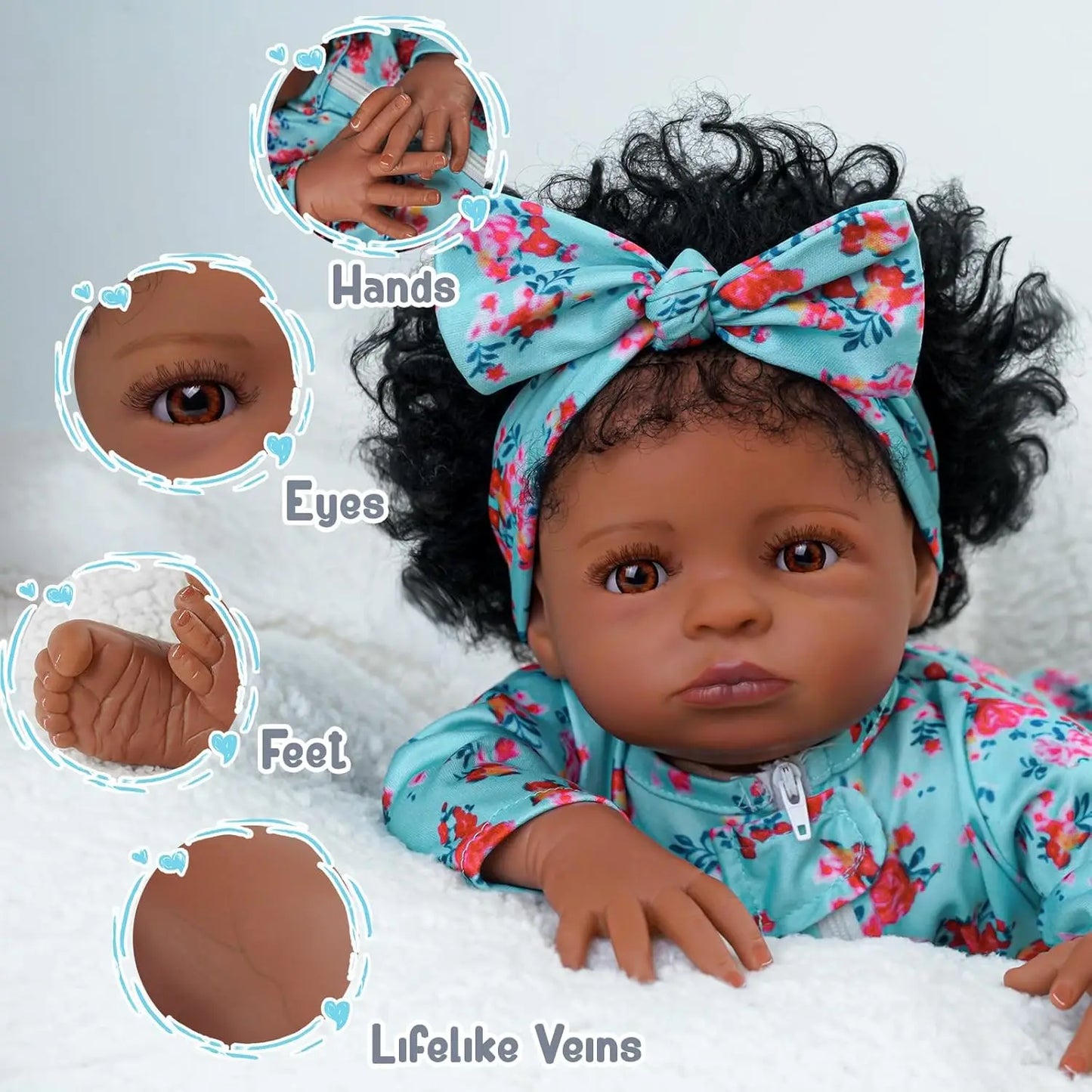 Lifelike Reborn Black Girl Doll 18 Inch Realistic Newborn Baby Doll with Clothes Perfect Gift for Kids Age 3 Plus