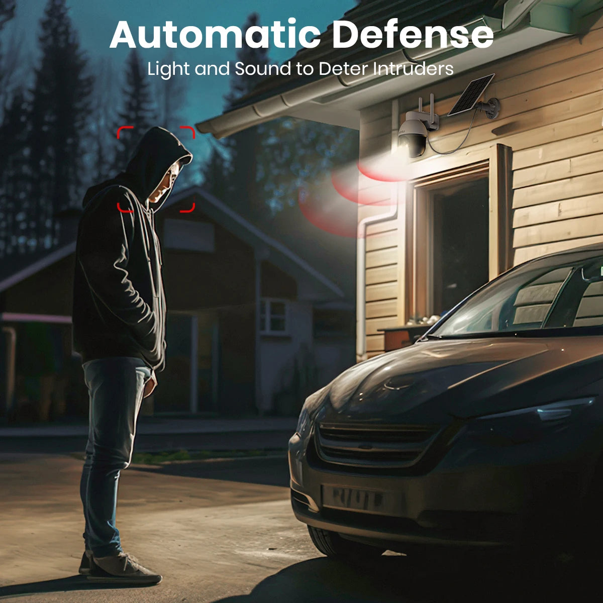 AOSU 3MP PTZ Solar Camera 5000mAh Battery Wireless 2.4GHz WiFi Outdoor CCTV Camera with PIR AI Detection and Two Way Audio