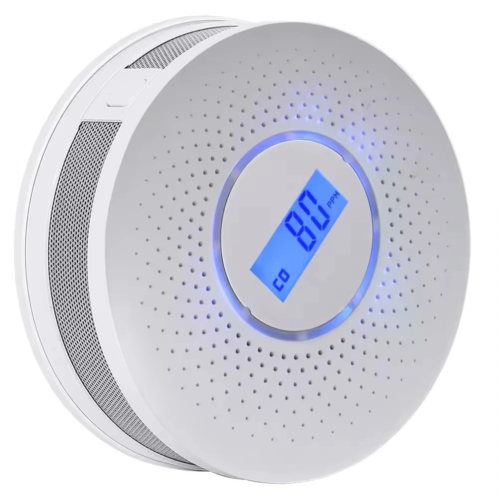 2 In 1 Carbon Monoxide And Smoke Detector Alarm Electrochemical Sensor LCD 85dB
