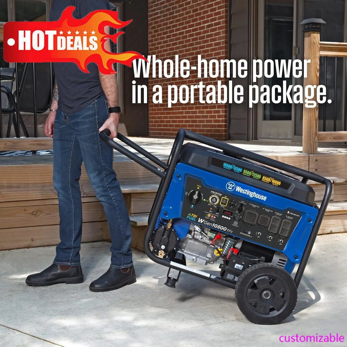 13500 Peak Watt Tri Fuel Home Backup Generator Remote Start