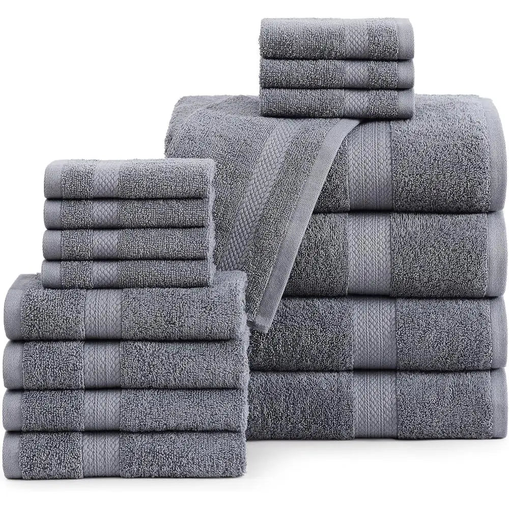 Premium 16PC Cotton Bath Towels Highly Absorbent Soft Hotel Spa Quality Set Oeko-Tex Certified 600GSM