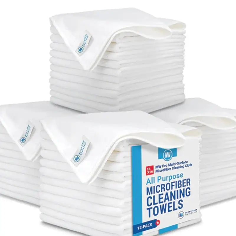 48 Pack 16 Inch by 16 Inch Microfiber Cleaning Towels Highly Absorbent Lint Free Multi Purpose Safe