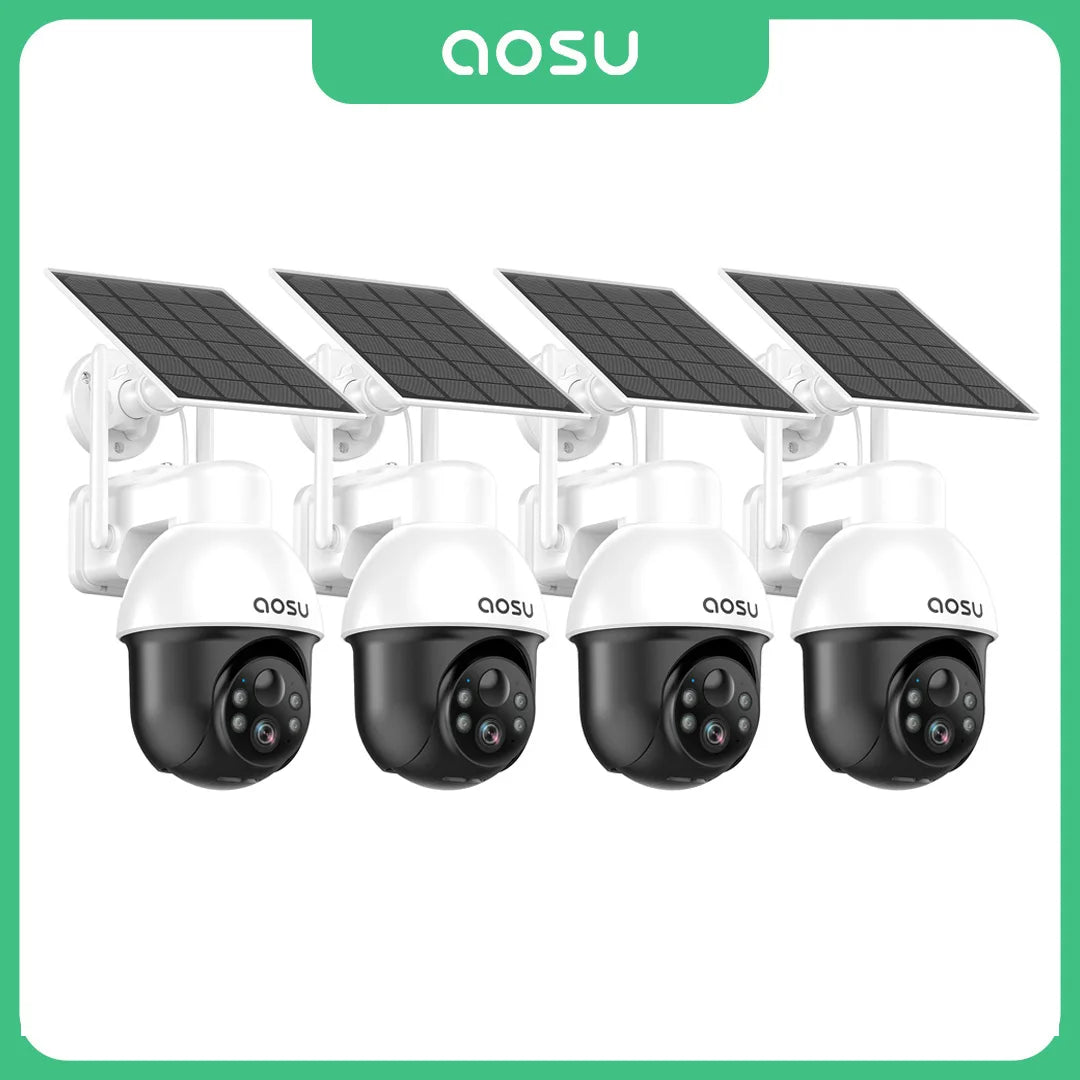 AOSU 3MP PTZ Solar Camera 5000mAh Battery Wireless 2.4GHz WiFi Outdoor CCTV Camera with PIR AI Detection and Two Way Audio
