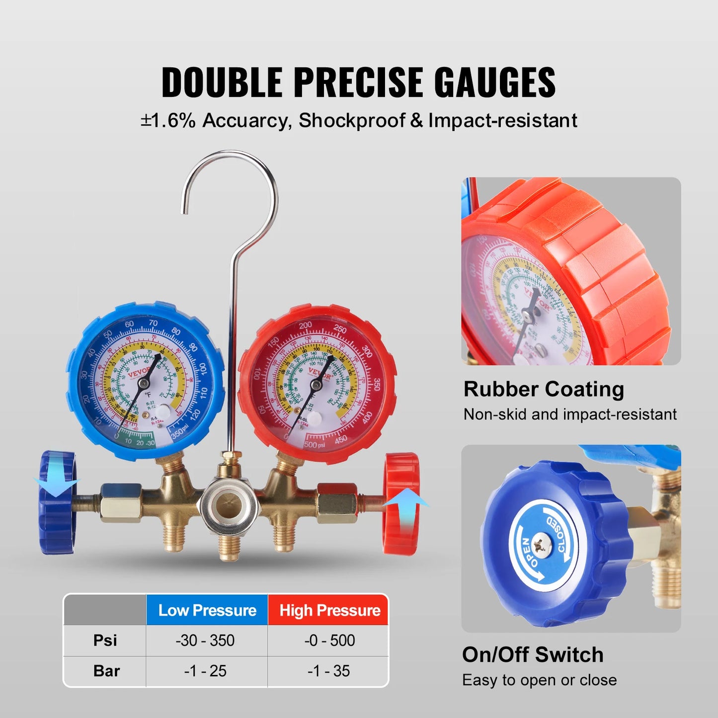 SucceBuy 3 Way AC Manifold Gauge Set For R134a R22 Auto