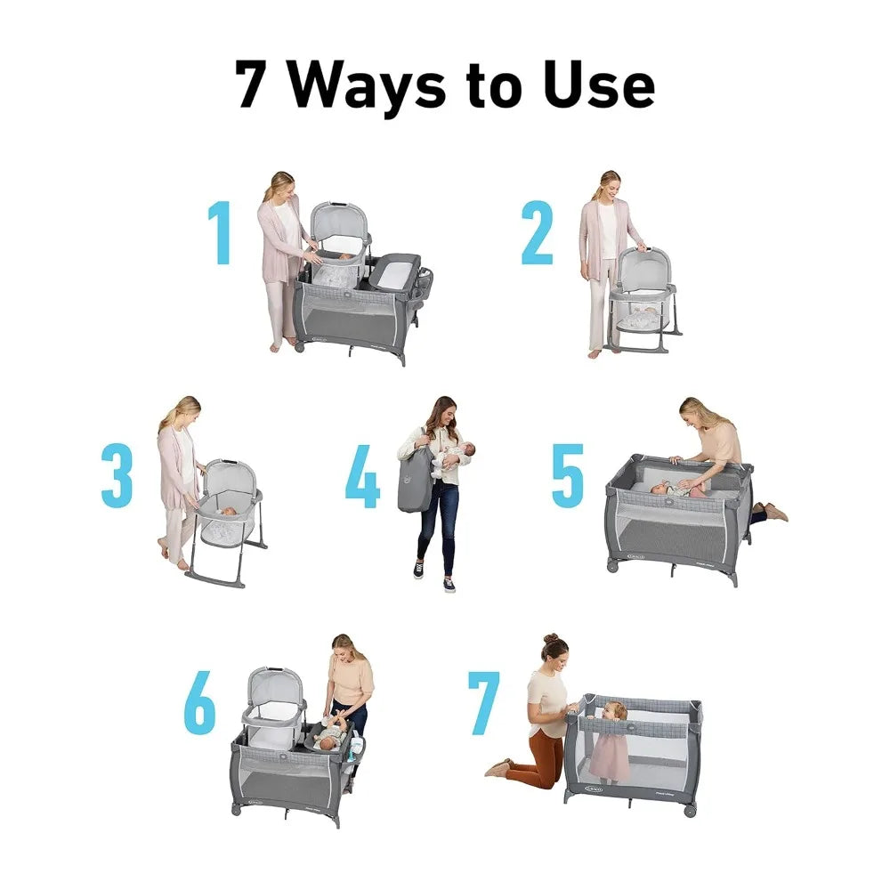 High Quality Pack N Play Day2Dream Travel Bassinet Playard with Portable Bassinet Diaper Changer and Easy Cleanup