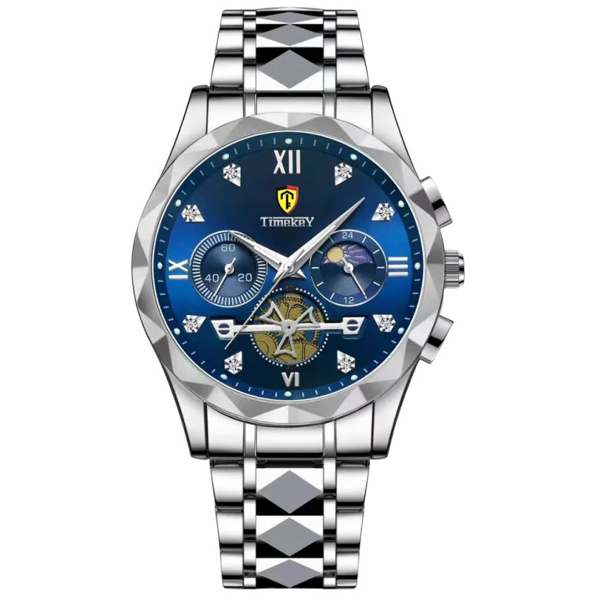 Luxury Quartz Watch for Men Waterproof Sports Leather Chronograph Luminous Design with Box