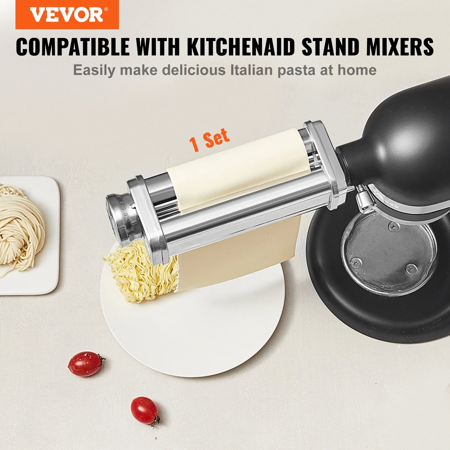 SucceBuy Pasta Attachment For KitchenAid Stand Mixer Stainless Steel Roller