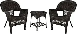 3 Piece White Wicker Chair and End Table Set Without Cushion