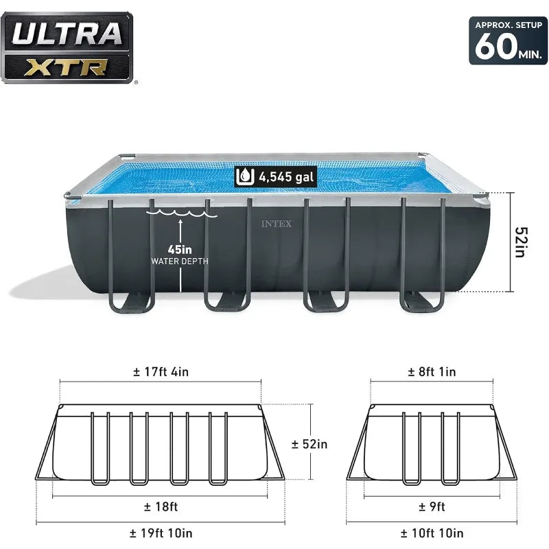 18 Ft 9 Ft 52 In Ultra XTR Rectangular Frame Pool Set With Pump Above Ground
