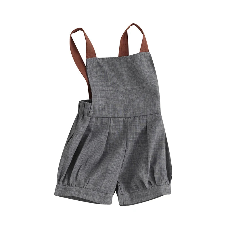 Baby Denim Overalls Shortall Sleeveless Patchwork Romper