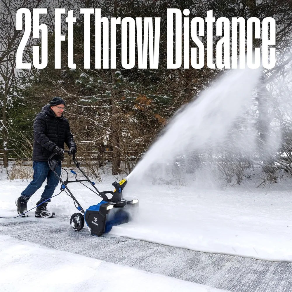 18 Inch Corded Snow Blower With Dual LED Lights 25 Ft Throwing Distance