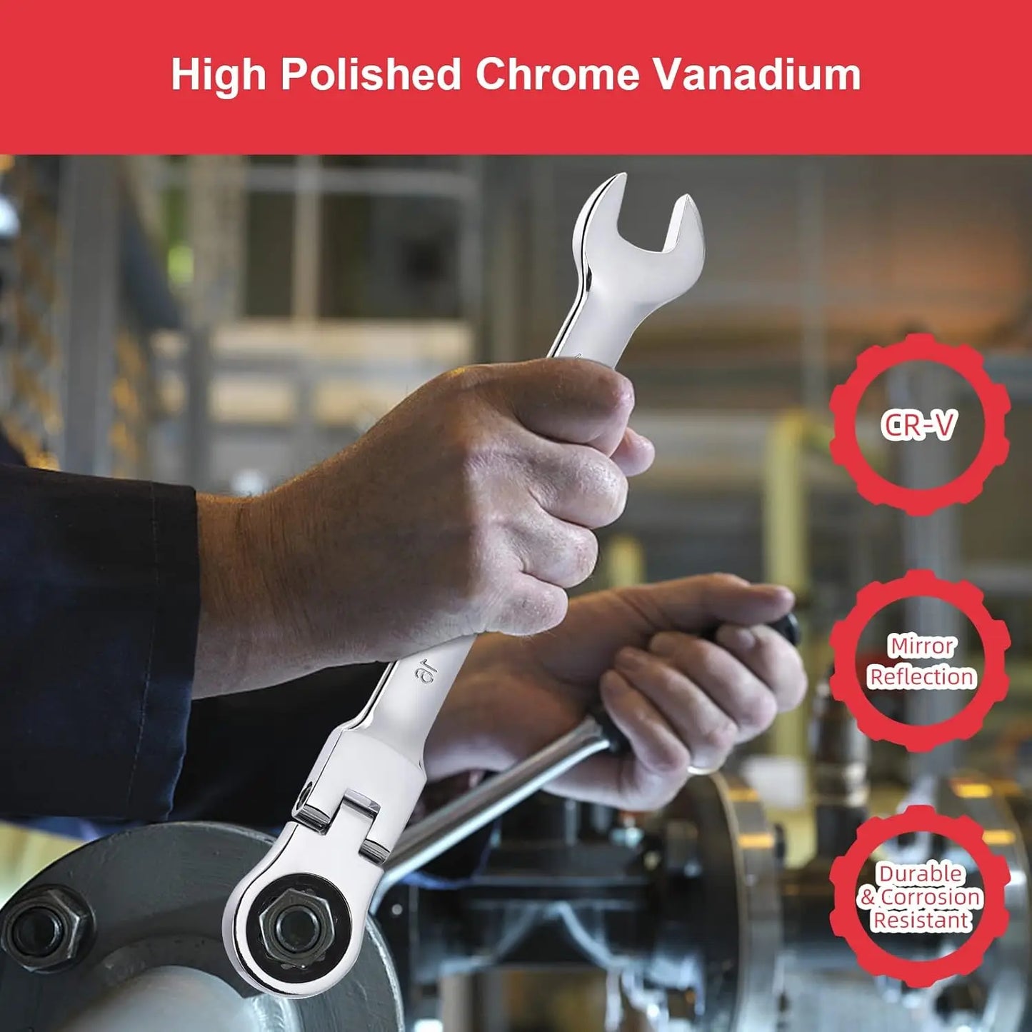 12 Piece Ratcheting Flex Head Wrench Set 8 To 19mm 72T Crv