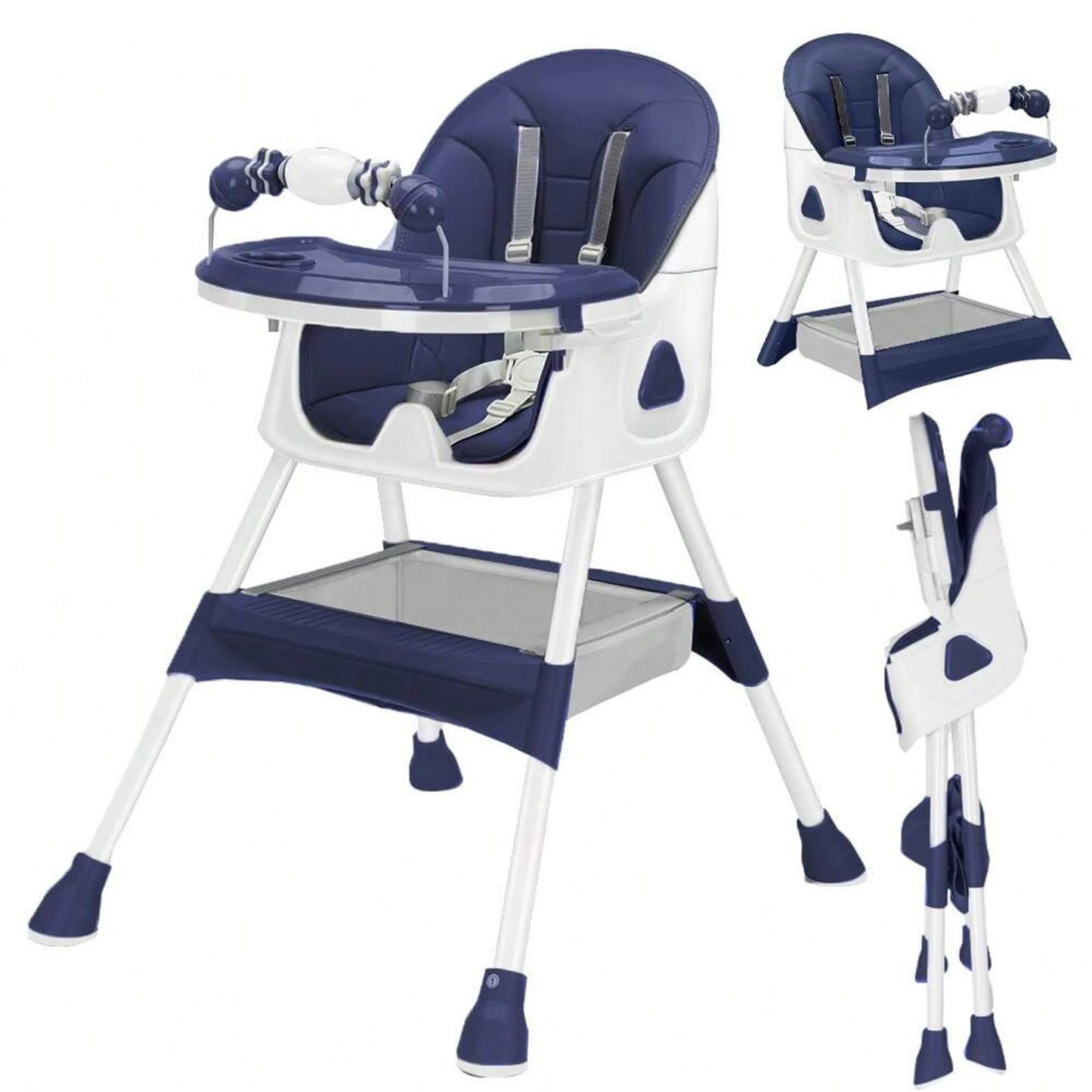 Ubravoo Foldable Baby High Chair with Large Antislip Pad and Toy Rack Easy to Clean Feeding E500