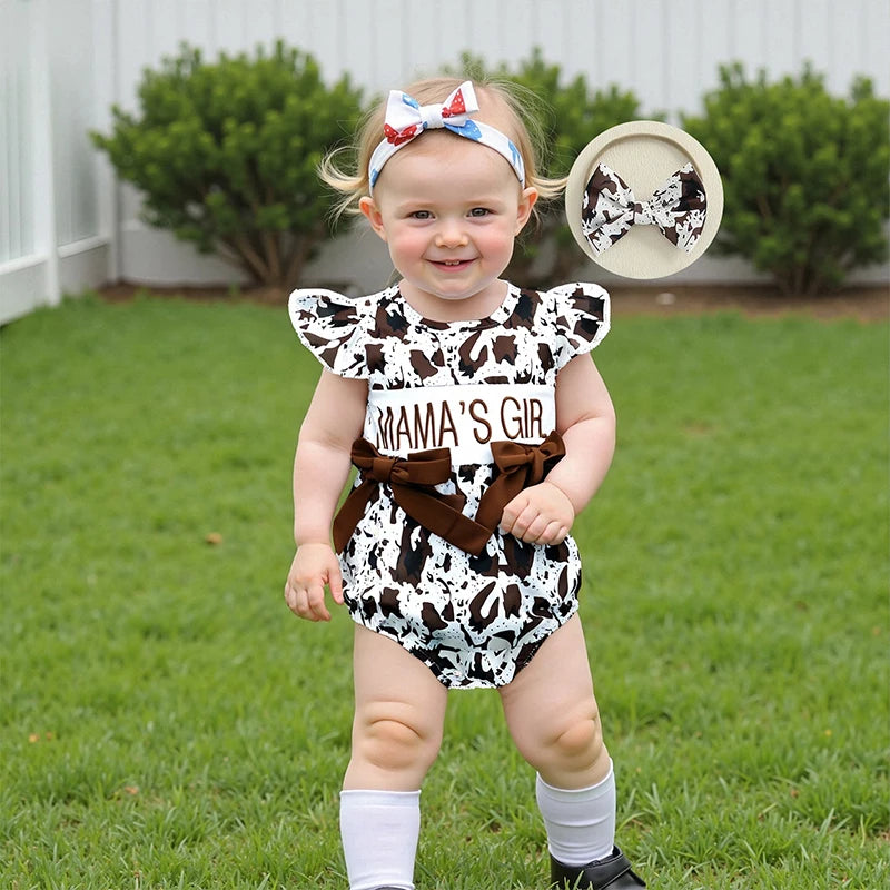 Toddler Girl Mothers Day Floral Romper Embroidered Bow