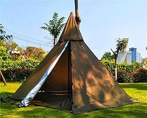 Portable Waterproof Camping Pentagonal Teepee Tent Outdoor Pyramid Tipi Tent with Stove Hole