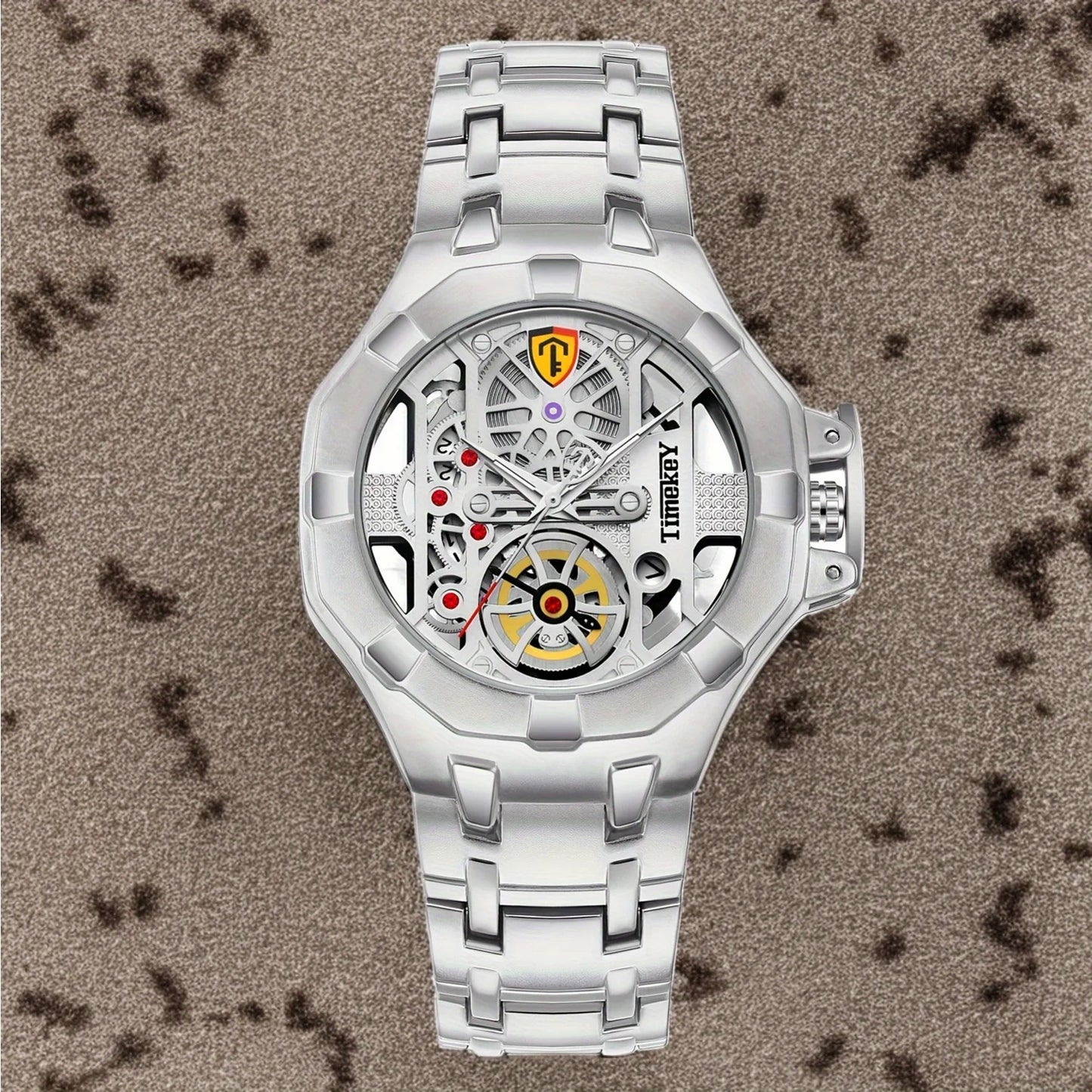 1 Piece Skeleton Design Quartz Men's Watch with Inner Wheel Design Luxury Style Christmas and New Year's Gift