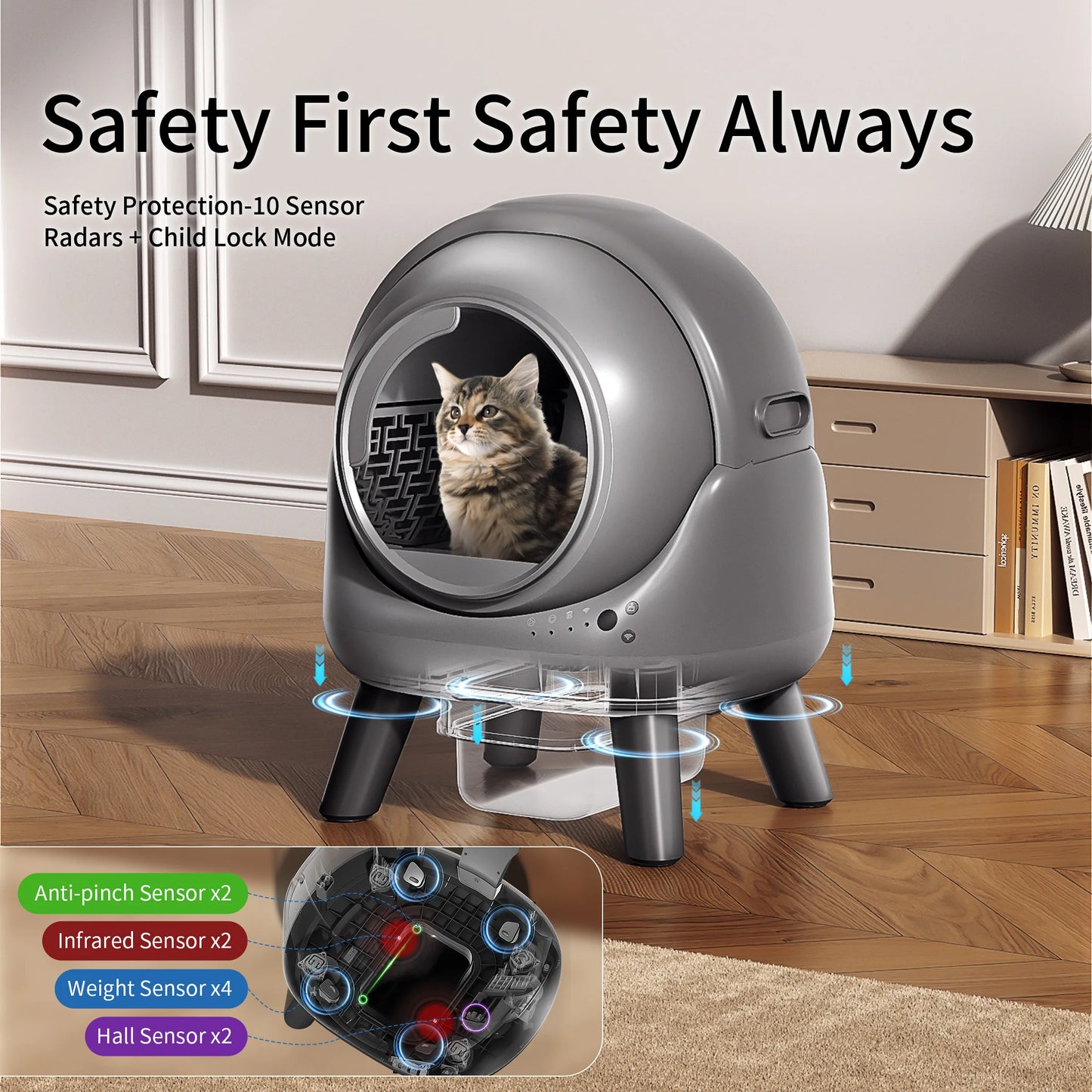 Self Cleaning Litter Box Automatic for Multiple Cats with App Control Odor Free